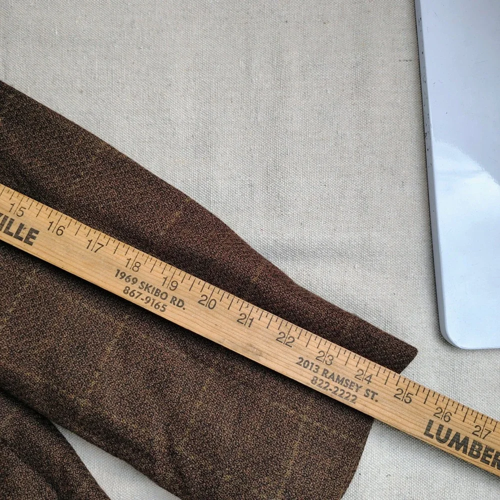 Stafford Mens SZ 48R Blazer Brown Wool Windowpane Check Dark Academia Professor
